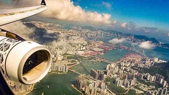 Fiji airways, Airbus, A330, Hong Kong, landing, Wallpaper HD HD wallpaper