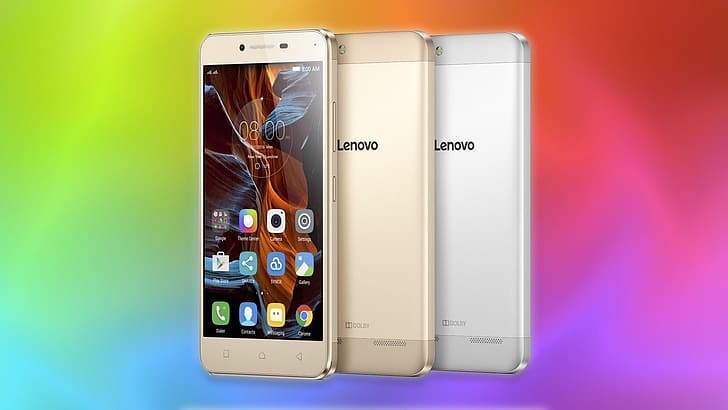 silver, Golden, dolby, colorful background, Lenovo, smartphones, HD wallpaper