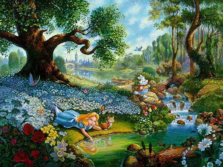Alice dreamland Alice in Wonderland Abstract Fantasy HD Art , alice, dreamland, wonderland, white rabbit, fairytale, HD wallpaper