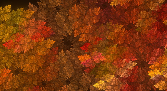 abstrak, Fall, Fractal, leaves, Wallpaper HD HD wallpaper