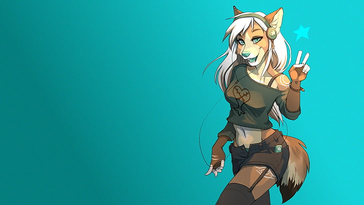 female fox illustration, furry, Anthro, falvie, HD wallpaper