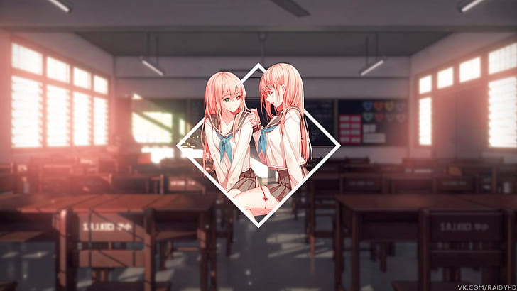 Anime, Anime Girls, Bild-in-Bild, Schule, Schuluniform, HD-Hintergrundbild