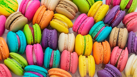  colorful, dessert, pink, cakes, sweet, bright, macaroon, french, macaron, HD wallpaper HD wallpaper