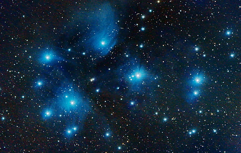 天の川の絵画、宇宙、星、プレアデス星団、星団、おうし座の星座、M45、 HDデスクトップの壁紙 HD wallpaper