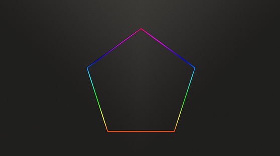 Pentagon Rainbow, logo pentagon, Aero, Black, Colourful, Wallpaper HD HD wallpaper