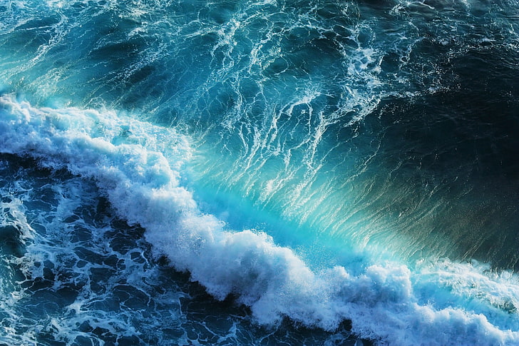 tidal wave poster, sea, foam, wave, surf, HD wallpaper