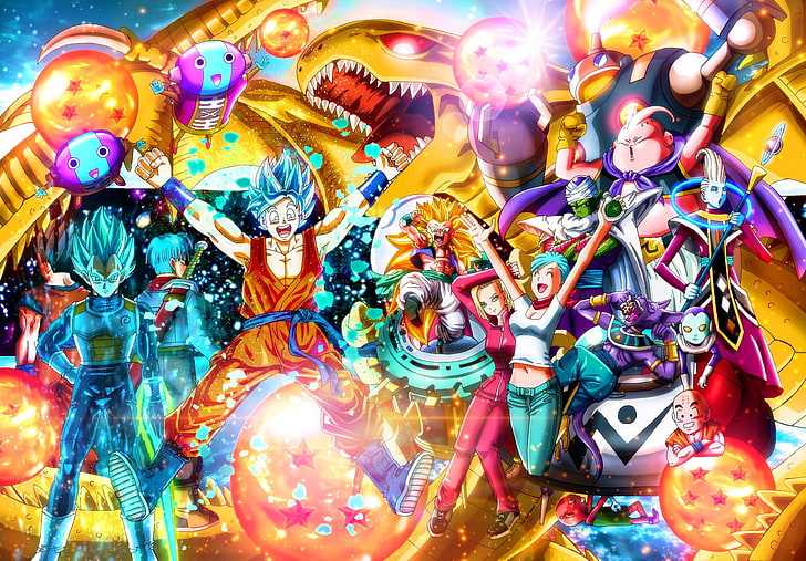 โปสเตอร์ Dragonball, Dragon Ball, Dragon Ball Super, Android 18 (ดราก้อนบอล), Beerus (ดราก้อนบอล), Bulma (ดราก้อนบอล), Gohan (ดราก้อนบอล), Goku, Gotenks (ดราก้อนบอล), Jaco Teirimentenpib, Krillin (ดราก้อนบอล ), Piccolo (ดราก้อนบอล), Trunks (ดราก้อนบอล), Vegeta (ดราก้อนบอล), Whis (Dragon Ball), Zeno (Dragon Ball), วอลล์เปเปอร์ HD