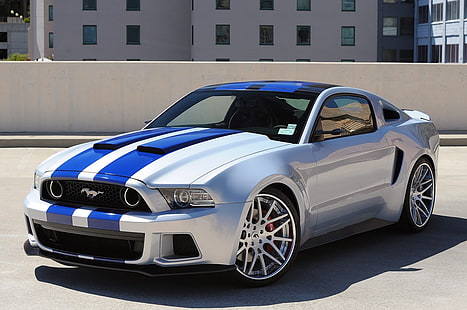 araba, Need for Speed ​​(film), Ford Mustang Shelby, Ford Mustang, araç, beyaz, mavi, HD masaüstü duvar kağıdı HD wallpaper