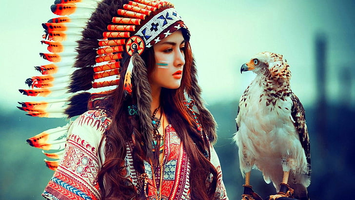 nativo americano, niña, águila, americano, nativo, vida, Fondo de pantalla HD