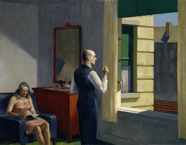 1952, Edward Hopper, hôtel par un chemin de fer, Fond d'écran HD