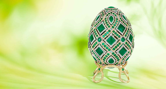 Happy Easter!, egg, green, faberge, easter, card, HD wallpaper HD wallpaper