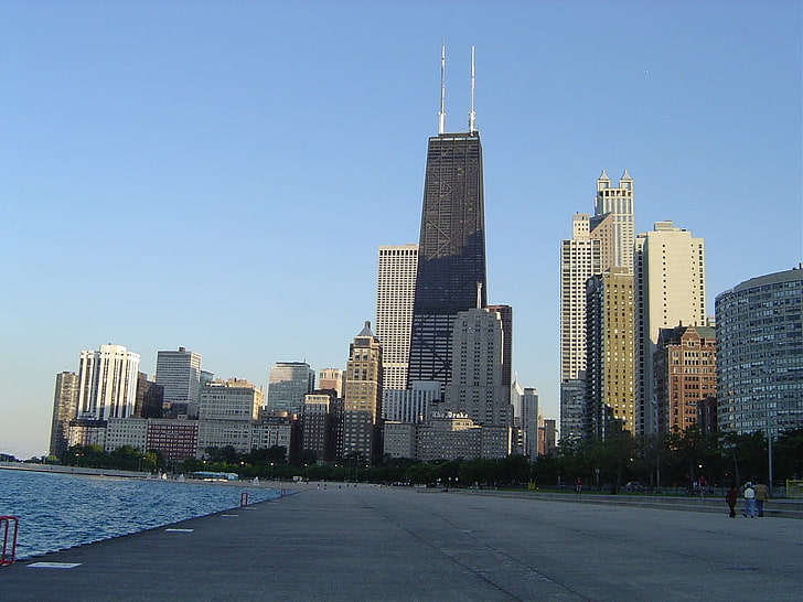 сива многоетажна сграда, град, градски пейзаж, Чикаго, небостъргач, Сиърс Тауър, HD тапет