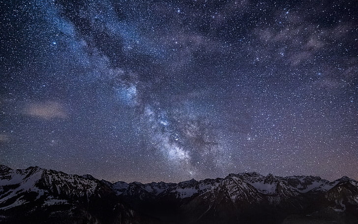 kosmische sterne wallpaper, milchstraße, sternen, berge, nacht, deutschland, bayern, himmel, HD-Hintergrundbild