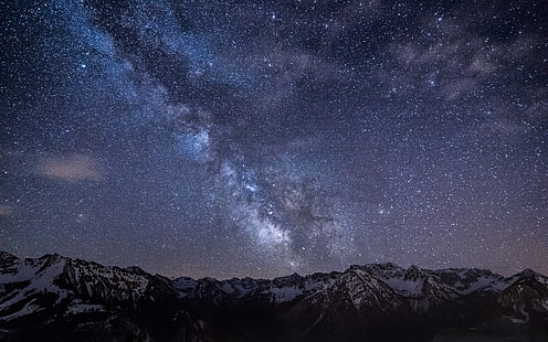 خلفية النجوم الكونية ، درب التبانة ، النجوم ، الجبال ، الليل ، ألمانيا ، بافاريا ، السماء، خلفية HD HD wallpaper