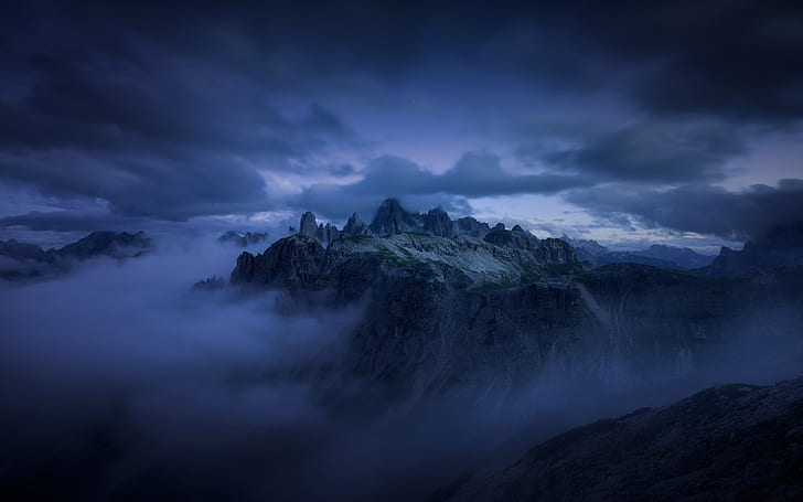 الأرض ، السحابة ، الظلام ، الجبل ، الصخور، خلفية HD