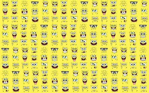 SpongeBob SquarePants, spongebob, cartoon, yellow, collage, face, TV, HD wallpaper HD wallpaper