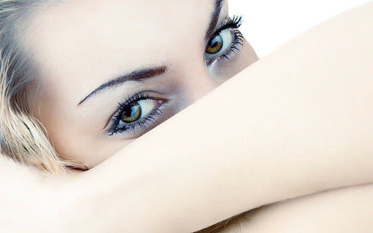 eyes, closeup, face, makeup, women, model, HD wallpaper
