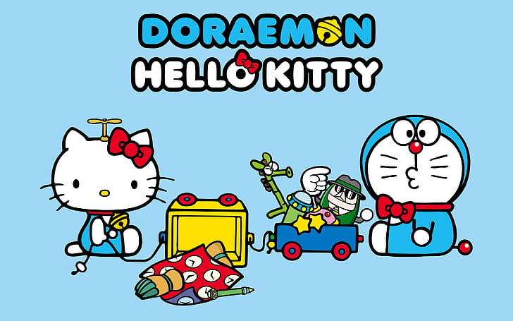 Doraemon with Hello Kitty, Doraemon, Hello, Kitty, HD wallpaper |  Wallpaperbetter