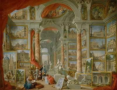 classical art, Europe, Giovanni Paolo Panini, 1757, Ancient Rome, 1757 (Year), painting, HD wallpaper HD wallpaper