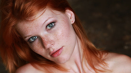 mata biru, Met-Art, berambut merah, Mia Sollis, bintik-bintik, Wallpaper HD HD wallpaper