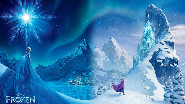 Frozen Snow HD, disney frozen elsa e anna poster, film, neve, congelati, Sfondo HD