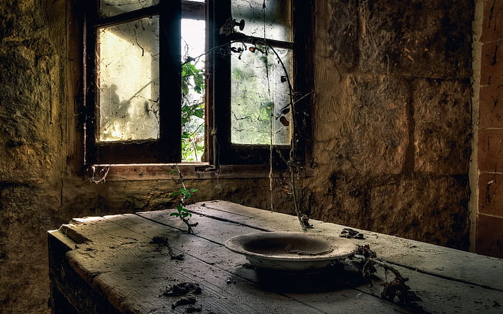 Zimmer, alt, Ruine, Fenster, HD-Hintergrundbild