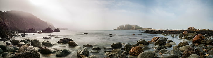 view of stone fragments on sea during day time, Tide, Comes, view, stone, fragments, sea, day, time, fort  clonque, alderney, landmark  trust, castle, victorian, fortification, beach, bay, coast, zig  zag, causeway, stones, motion, movement, water, long  exposure, panorama, stitch, lightroom, edit, adobe, rocks, white, blurred, neutral  density  filter, real  life, mist, day  spring, blue  sky, stormy, rough, rock, pebbles, calm, relaxing, serene, blues, nikon  D800, Nikkor, 20mm, prime, tripod, ocean, british, uk, weather, nature, rock - Object, coastline, sunset, landscape, scenics, outdoors, HD wallpaper