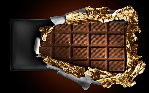 tablettes de chocolat, carreaux, chocolat, feuille, Fond d'écran HD HD wallpaper