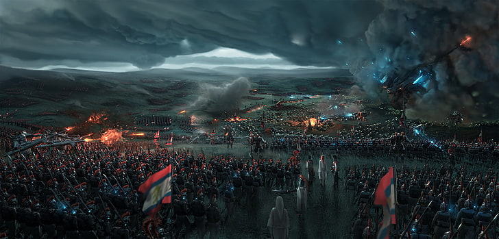 scena del film, Wen-JR, fantasy art, esercito, campi di battaglia, Sfondo HD