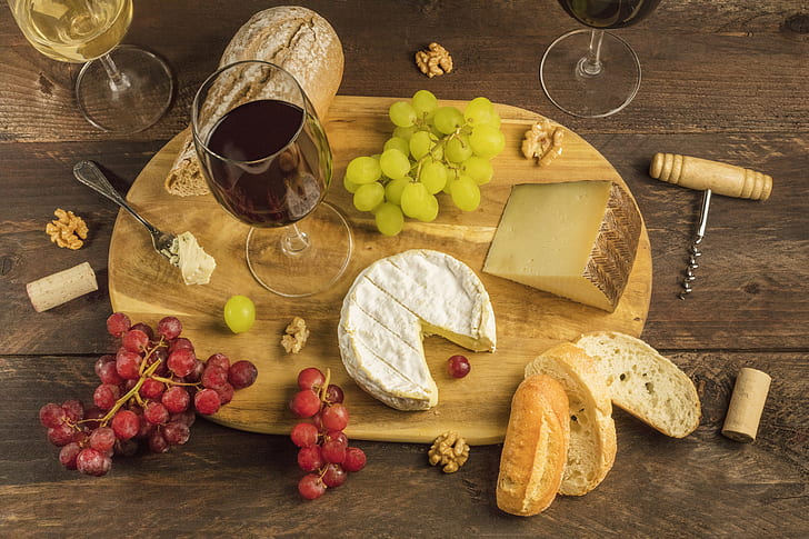 Food, Still Life, Cheese, Grapes, Wine, HD wallpaper