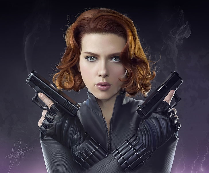 Scarlett Johansson, il film, Scarlett Johansson, arte, Black Widow, The Avengers, Sfondo HD