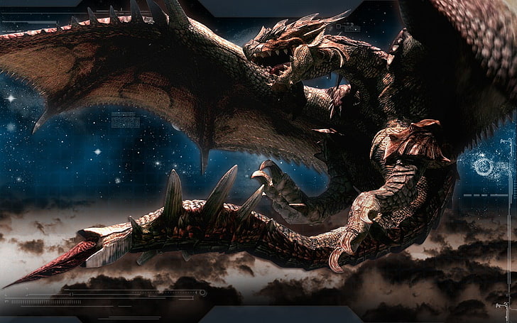 Monster Hunter Rathalos wallpaper, Monster Hunter, Rathalos, dragon, video games, artwork, HD wallpaper