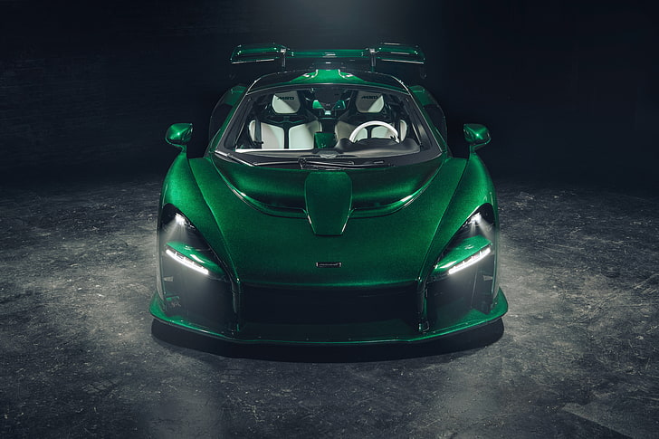 2018, 4K, 8K, verde smeraldo, McLaren Senna, Sfondo HD