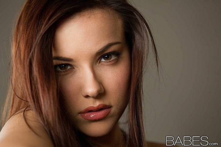 brown eyes, face, Elizabeth Marxs, Babes.com, HD wallpaper