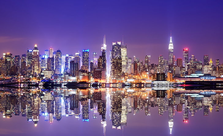 Reflexão de Hong Kong, edifícios da cidade, Cidade, Colorido, À noite, Ásia, China, Urbana, Reflexão, Linha do horizonte, Hong Kong, HD papel de parede