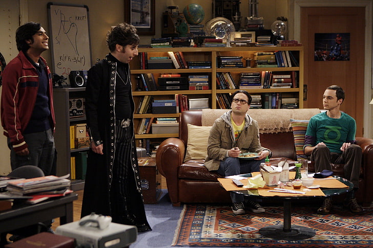 The Big Bang Theory TV still screenshot, the big bang theory, sheldon, leonard, howard, raj, costumes, room, HD wallpaper