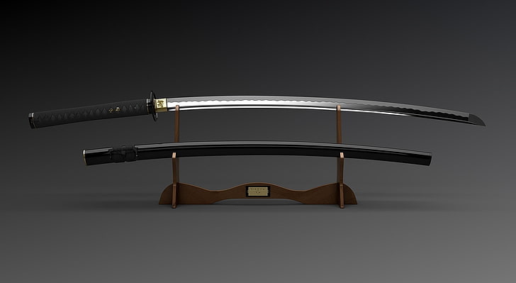 Katana Pedang Katana Hitam Dan Perak Artistik 3d Pedang Samurai Katana Wallpaper Hd Wallpaperbetter
