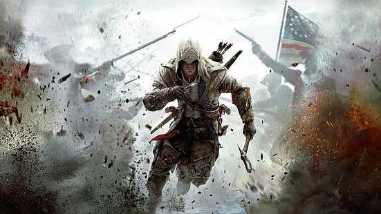 Fond d'écran numérique Assassin's Creed, Assassin's Creed III, Assassin's Creed, jeux vidéo, Révolution américaine, Connor, Fond d'écran HD HD wallpaper