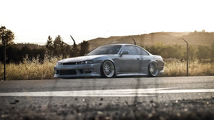 grey Nissan Silvia S14 coupe, road, tuning, coupe, nissan silvia s14, Nissan Silvia, HD wallpaper