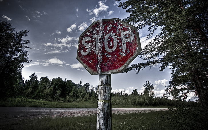 Old stop sign, HD wallpaper