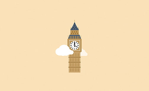 Big Ben, illustration de Big Ben marron, Aero, Clipart vectoriel, Big Ben, Londres, horloge, minimal, minimaliste, minimaliste, Elizabeth, simple, Fond d'écran HD HD wallpaper