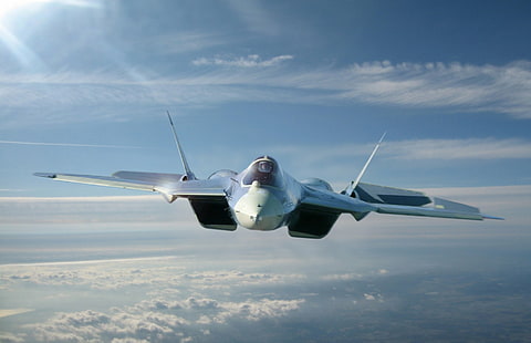 aereo, f a, combattente, jet, militare, pak, aereo, russo, invisibile, sukhoi, t 50, Sfondo HD HD wallpaper