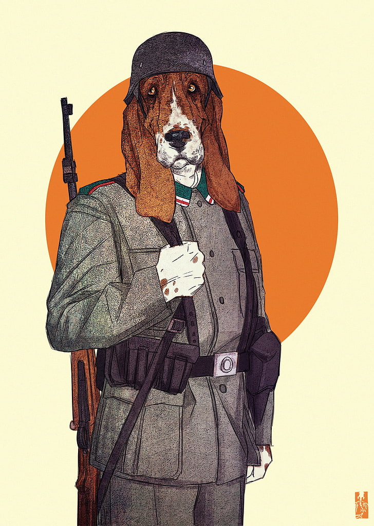 куче, носещо илюстрация в сиво палто, Ким Нгуен, Зарнала, дизайн на герои, животни, екзотика, Anthro, HD тапет, тапет за телефон