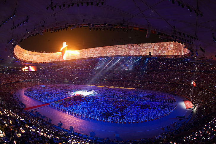 stadium, Beijing, the opening of the Olympic games, HD wallpaper