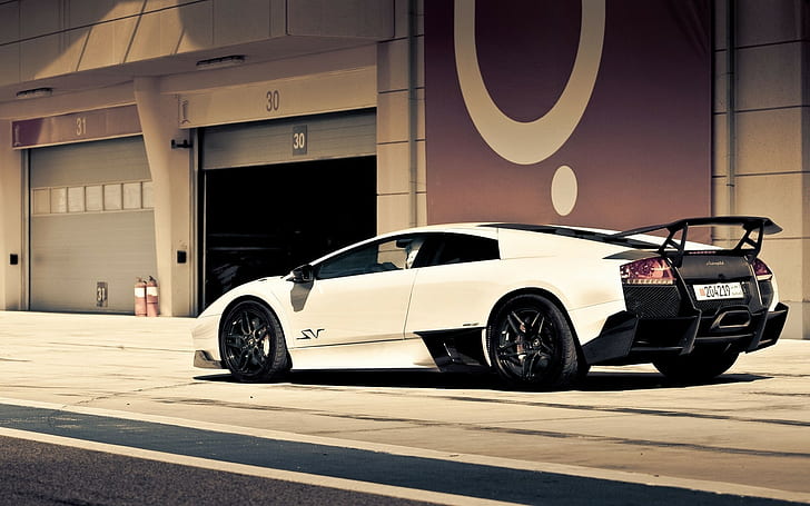 Lamborghini, White, Rear view, Wheel, HD wallpaper | Wallpaperbetter