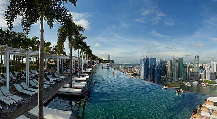 hotel, perjalanan, kolam renang, pemesanan, kasino, Singapura, kolam renang tanpa batas, Marina Bay Sands, Wallpaper HD
