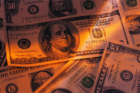 100 ورقة ورقية بالدولار الأمريكي ، ماكرو ، نقود ، دولارات ، أوراق ، أوراق نقدية، خلفية HD HD wallpaper