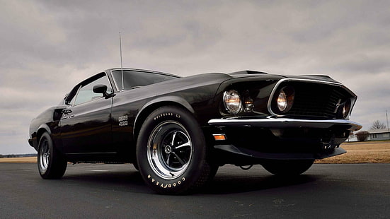 Ford, Ford Mustang Boss 429, Black Car, Car, Fastback, Muscle Car, Tapety HD HD wallpaper