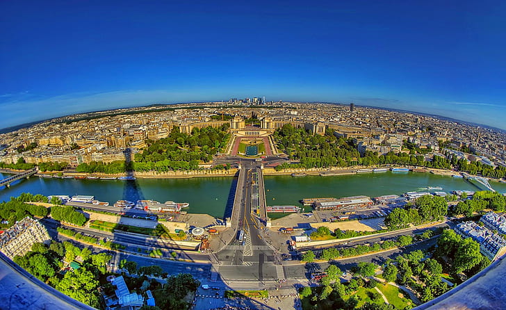 France, Paris, Seine, France, Paris, Seine, roads, Buildings, shadow, horizon, HD wallpaper