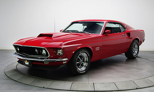 röd, Mustang, 1969, muskelbil, Ford, boss, boss 429, HD tapet HD wallpaper